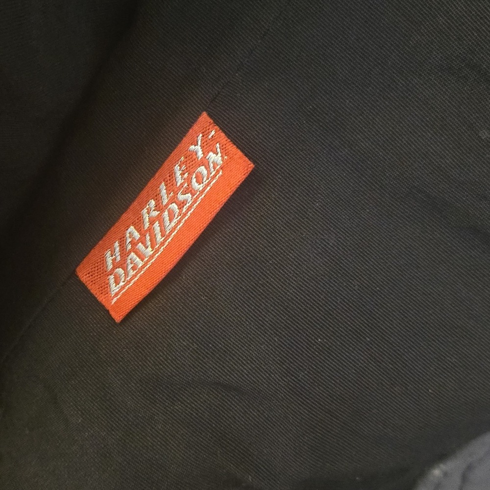 Harley-Davidson Windbreaker Black Gray Mens Medium Logo Hooded Motorcycle EUC - Picture 5 of 13